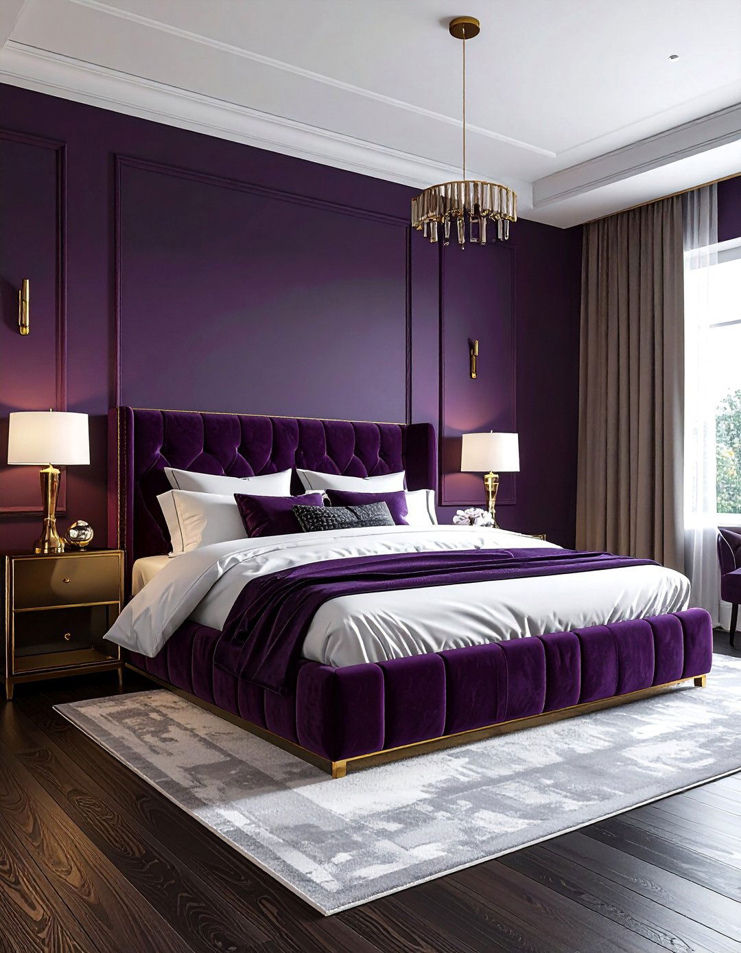 Deep plum bedroom - 30 bedroom paint ideas