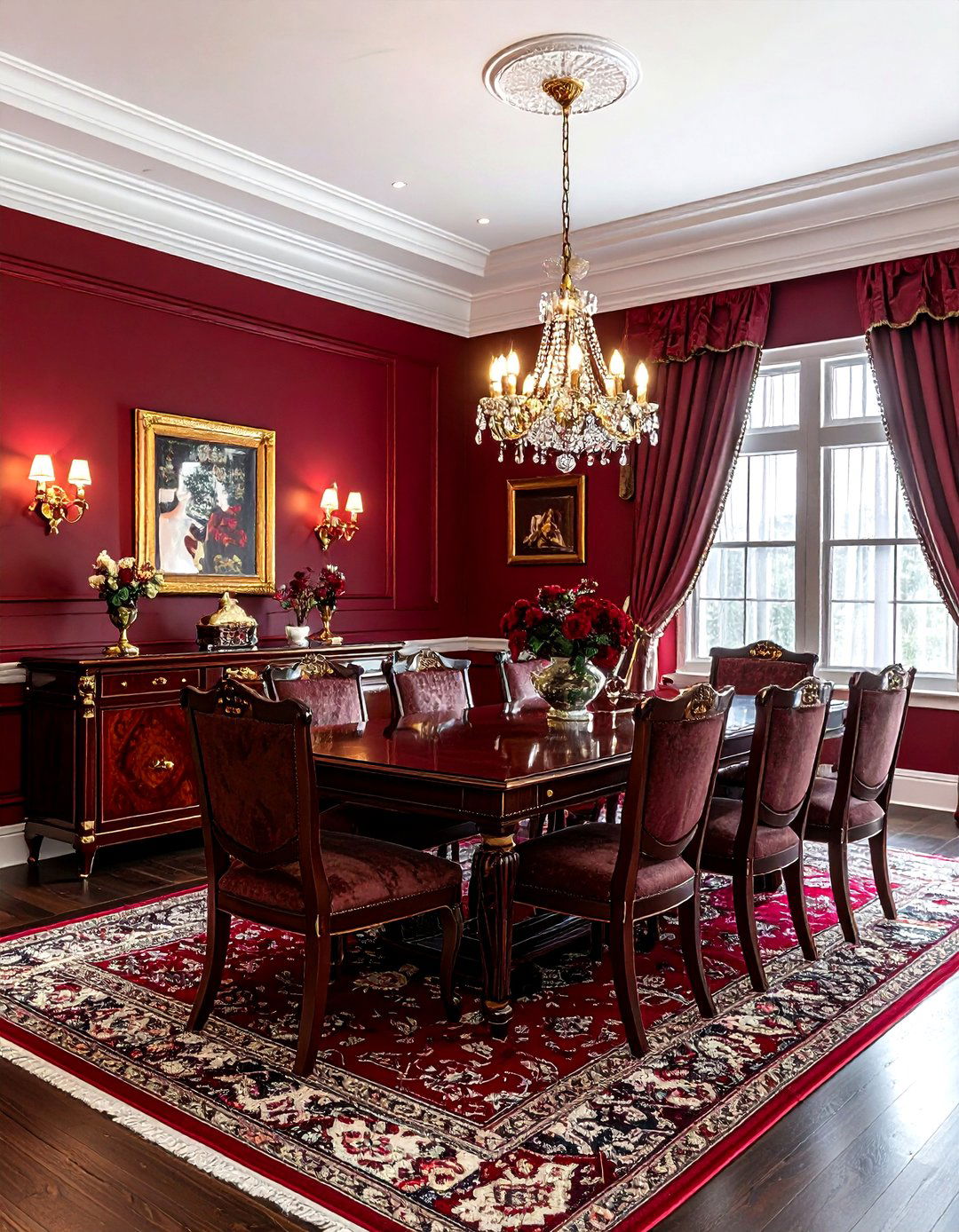 Deep red dining room - 30 dining room accent color ideas