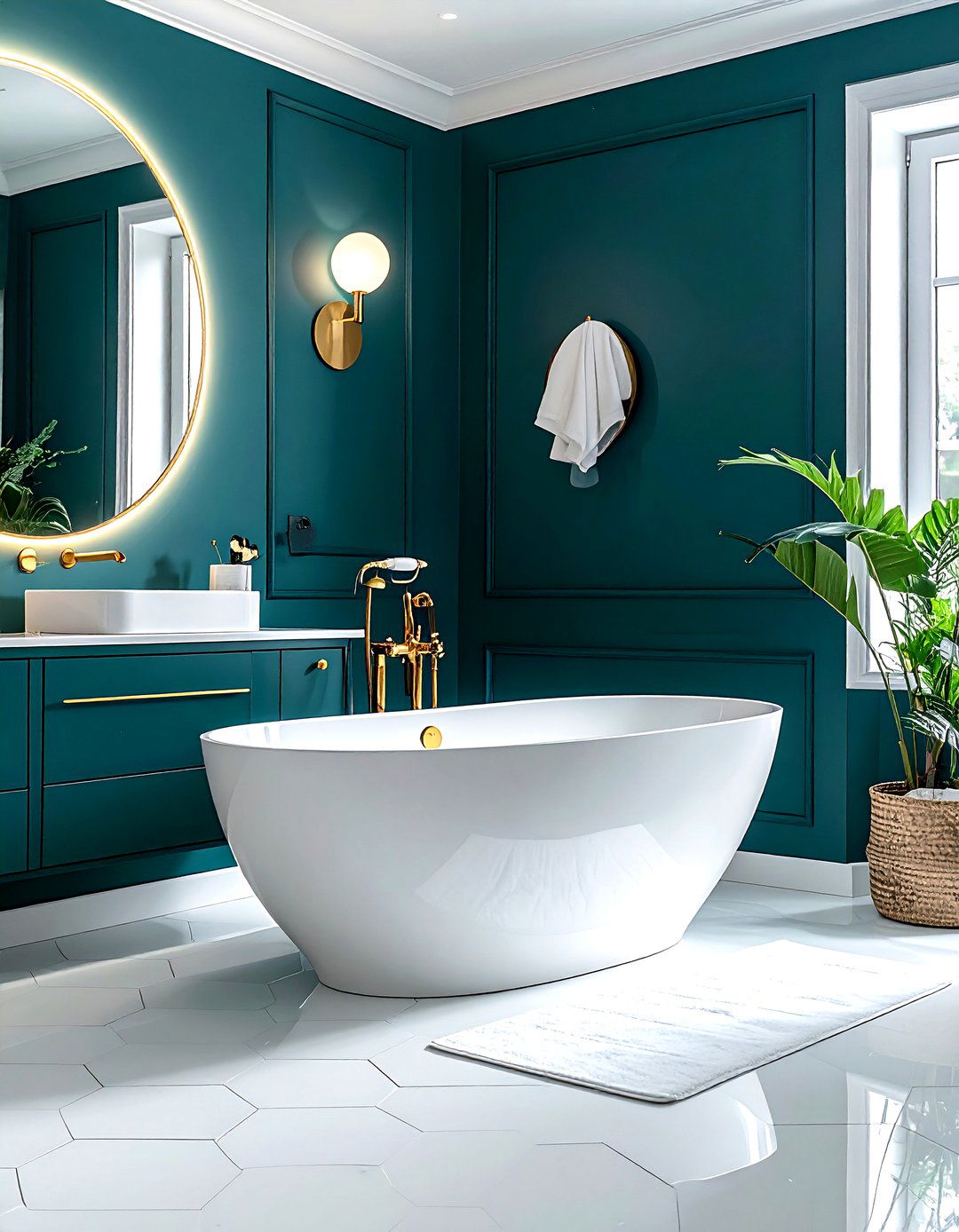 Deep teal bathroom - 30 bold paint color ideas