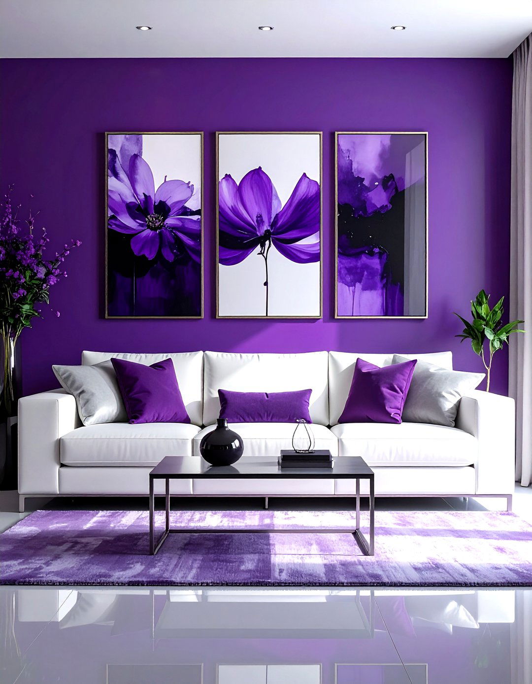 Deep violet living room - 30 purple living room ideas