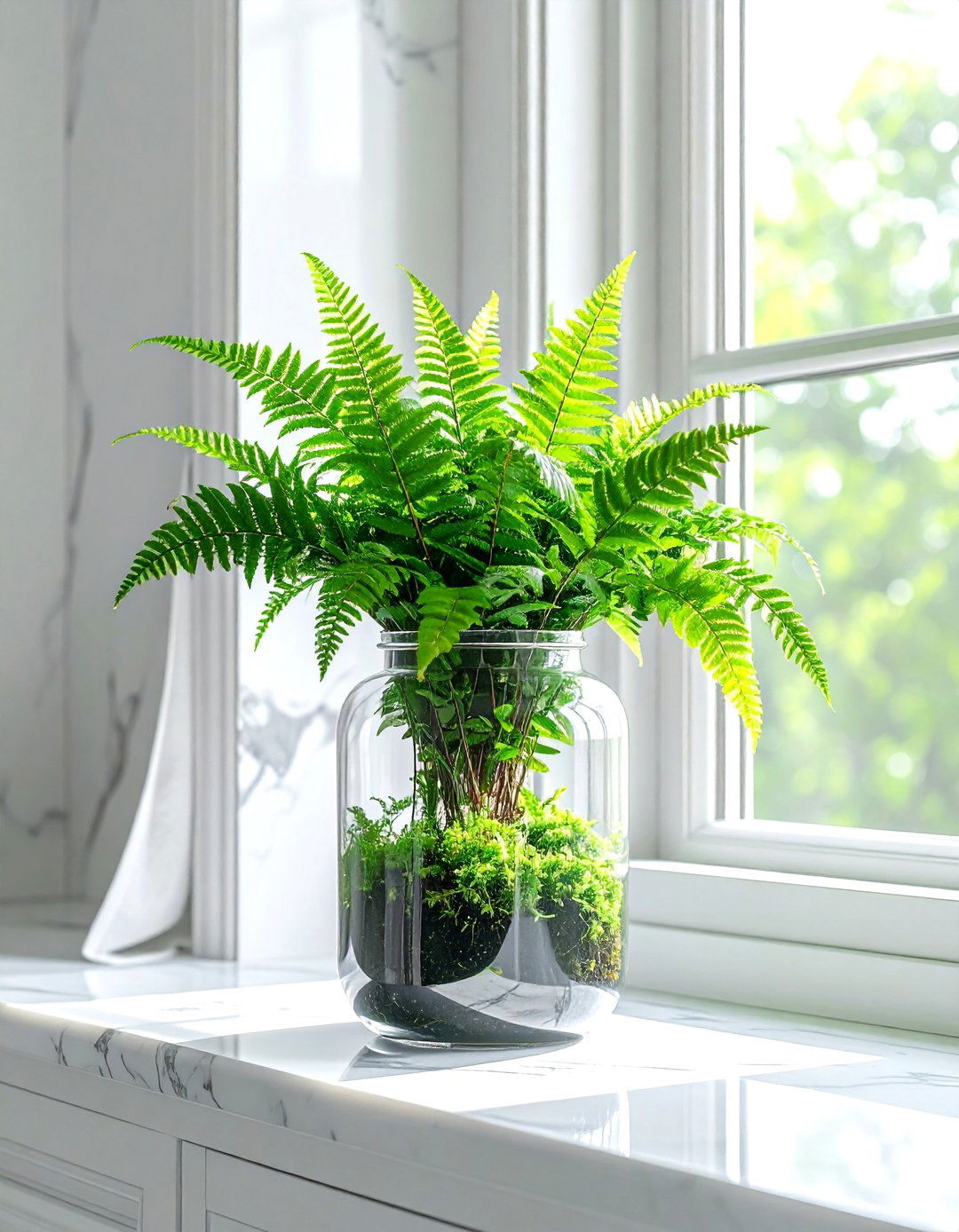 Delta Maidenhair Fern Glass Jar - 30 bathroom fern ideas