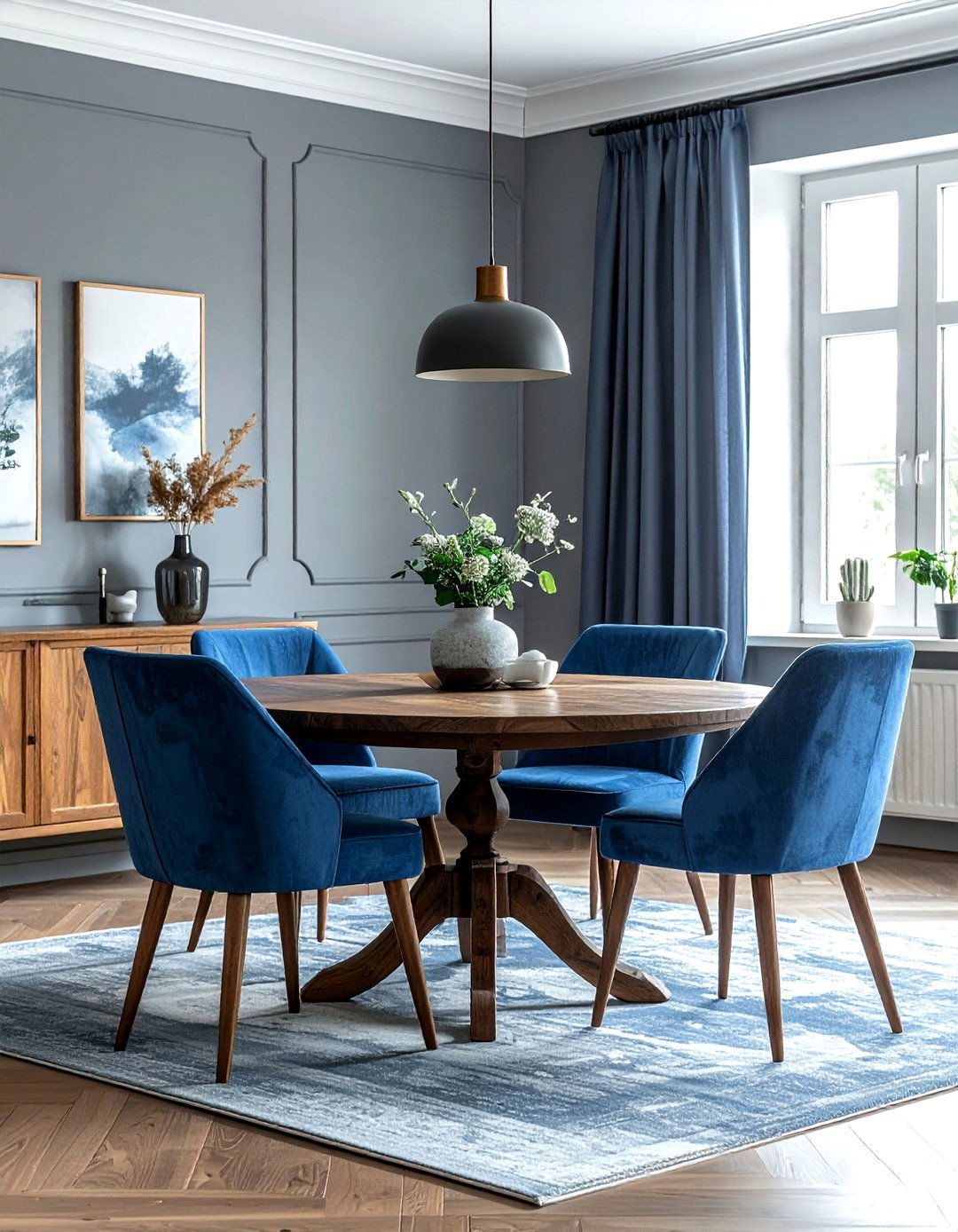 Denim Blue And Cloud Gray Dining Room - 30 blue and gray dining room ideas