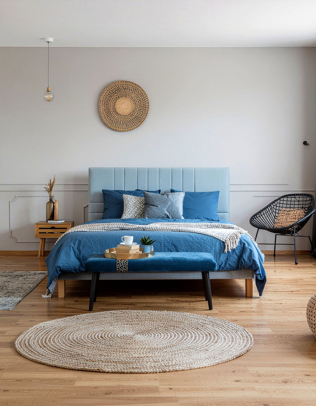 Denim Blue Bedroom Upholstery - 30 cool toned bedroom ideas