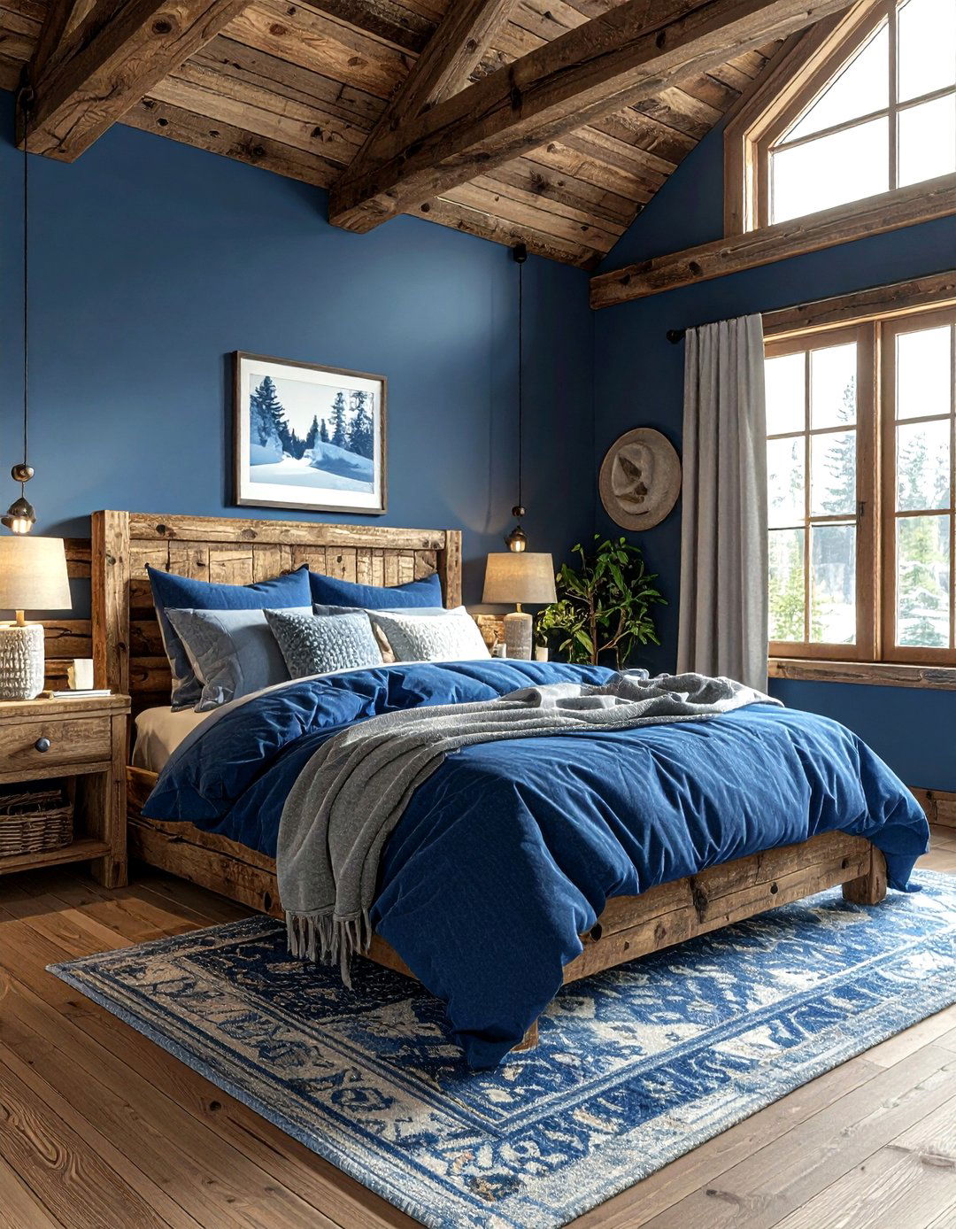 Denim Blue Rustic Bedroom - 30 blue bedroom design ideas