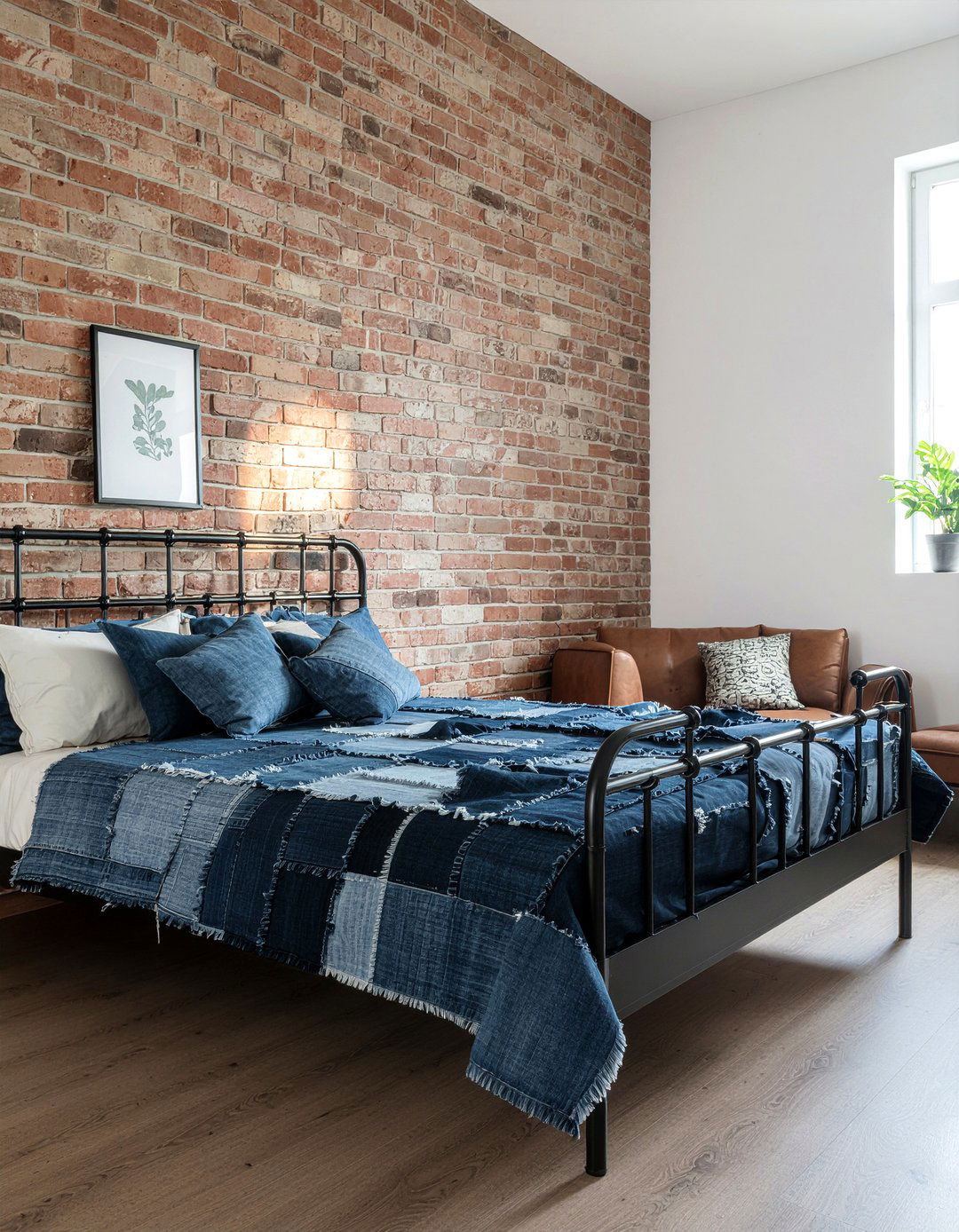 Denim Patchwork Bedding - 30 patchwork bedroom ideas