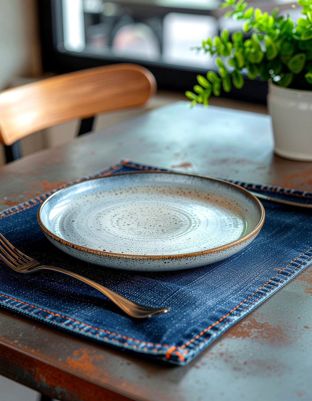 Denim fabric placemat - 30 placemat dining ideas