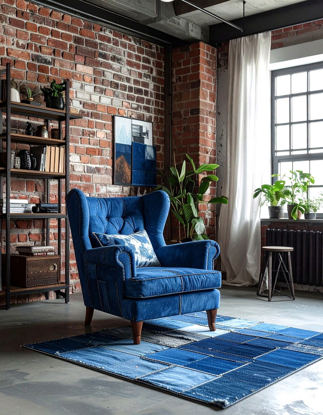 Denim patchwork theme living room - 30 patchwork living room ideas
