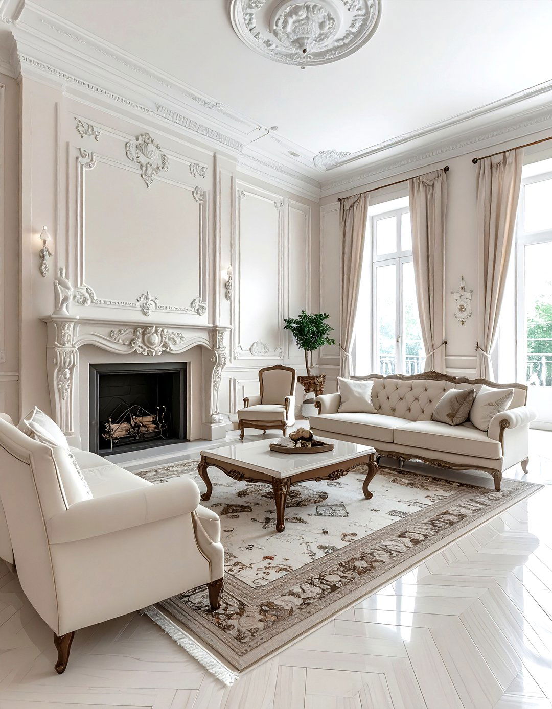 Dentil molding - 30 living room molding ideas