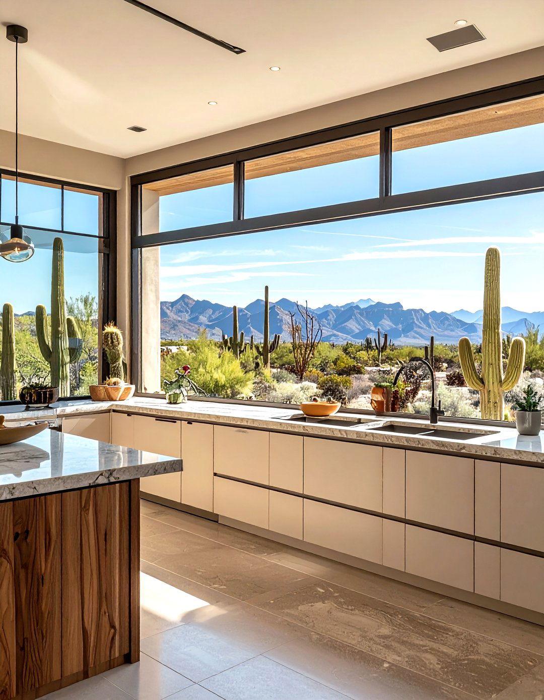 Desert Landscape Window View - 30 Southwestern kitchen ideas