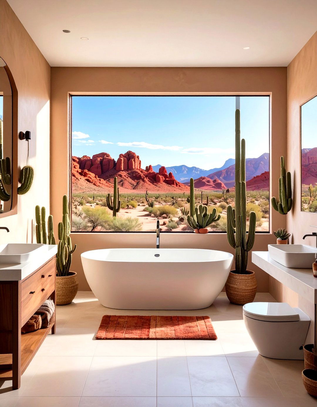 Desert landscape window - 30 southwestern bathroom ideas