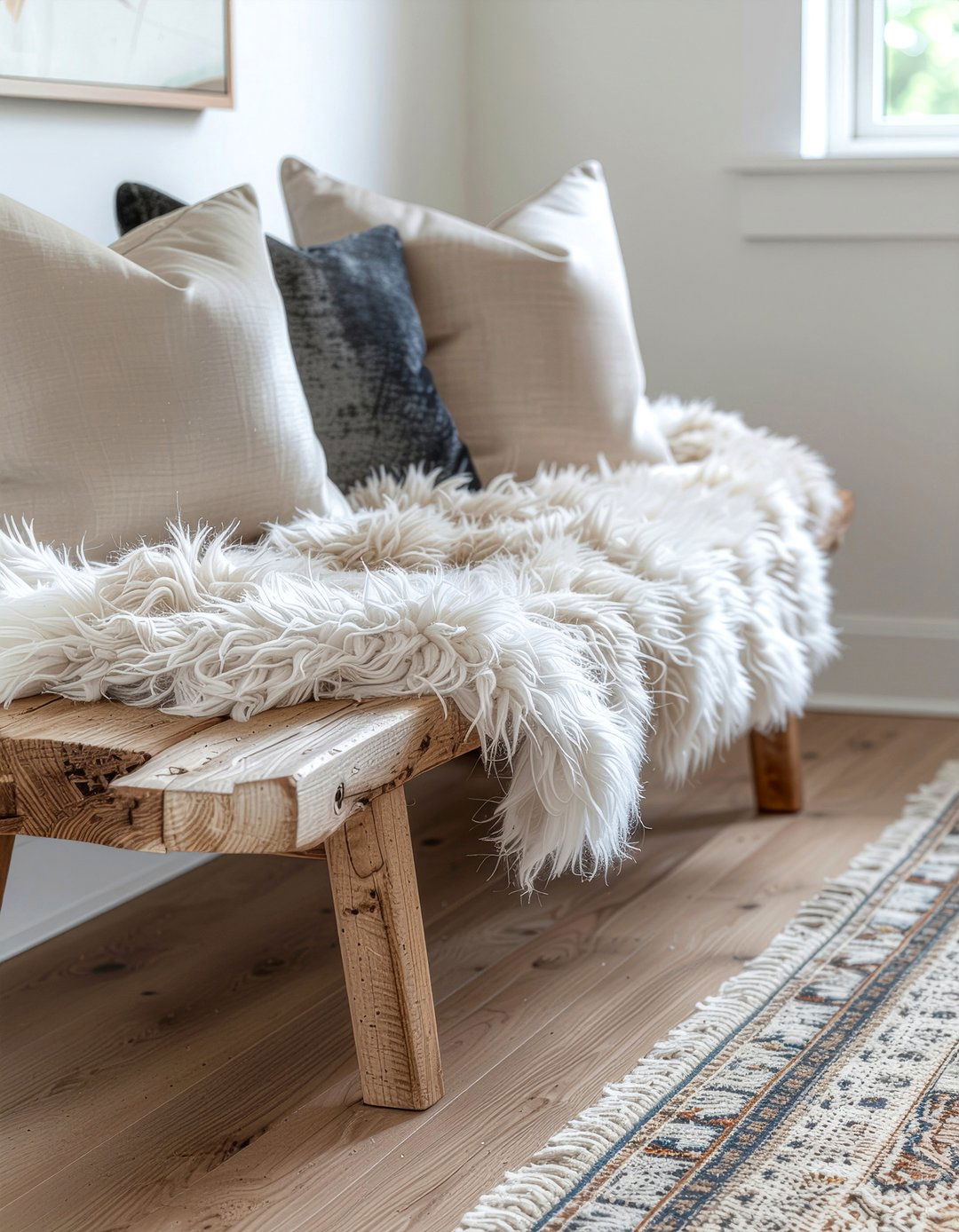 Designer Textiles With Basic Bench - 30 dining room high-low mixing ideas