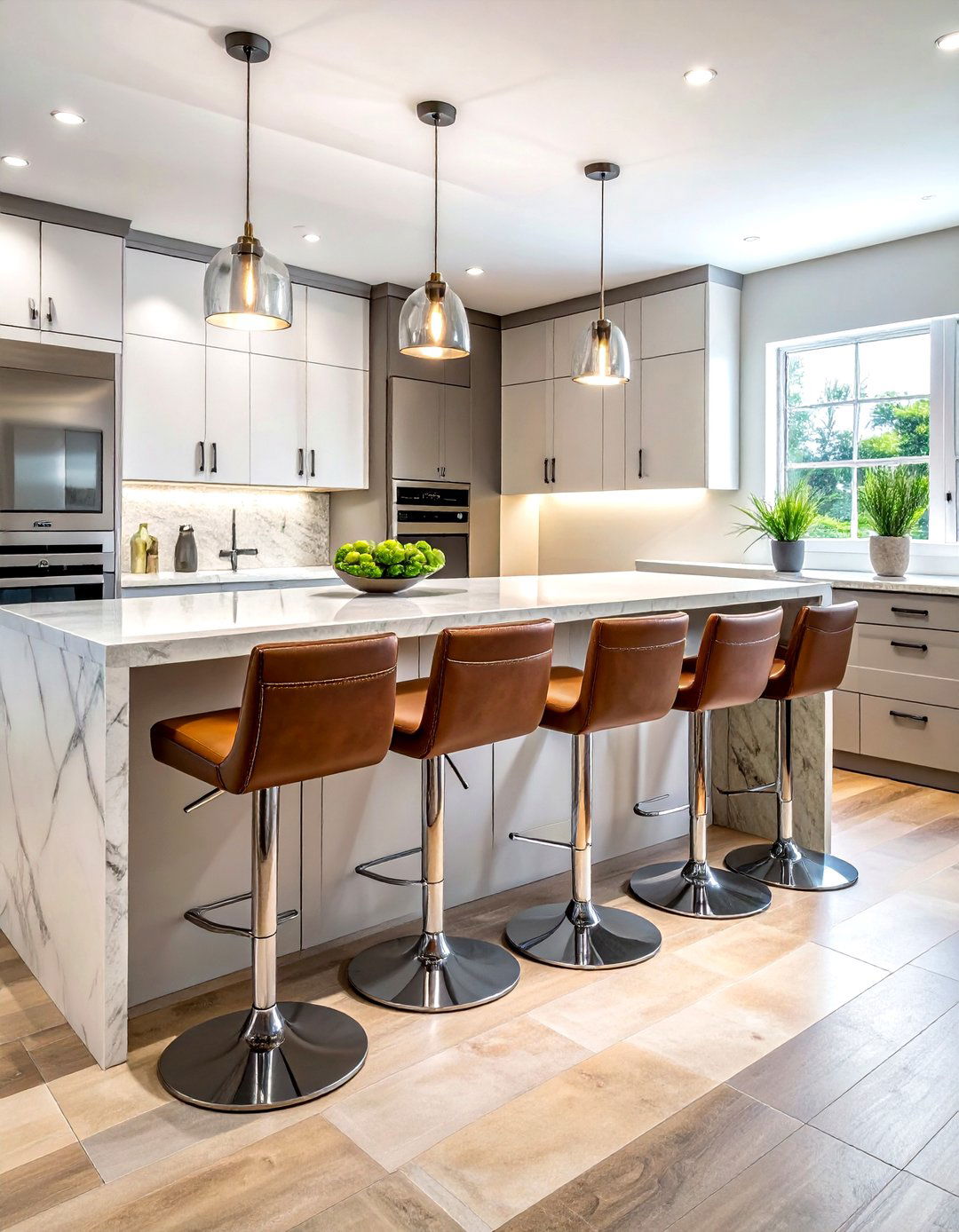 Designer bar stools with laminate counters - 30 kitchen high-low mixing ideas