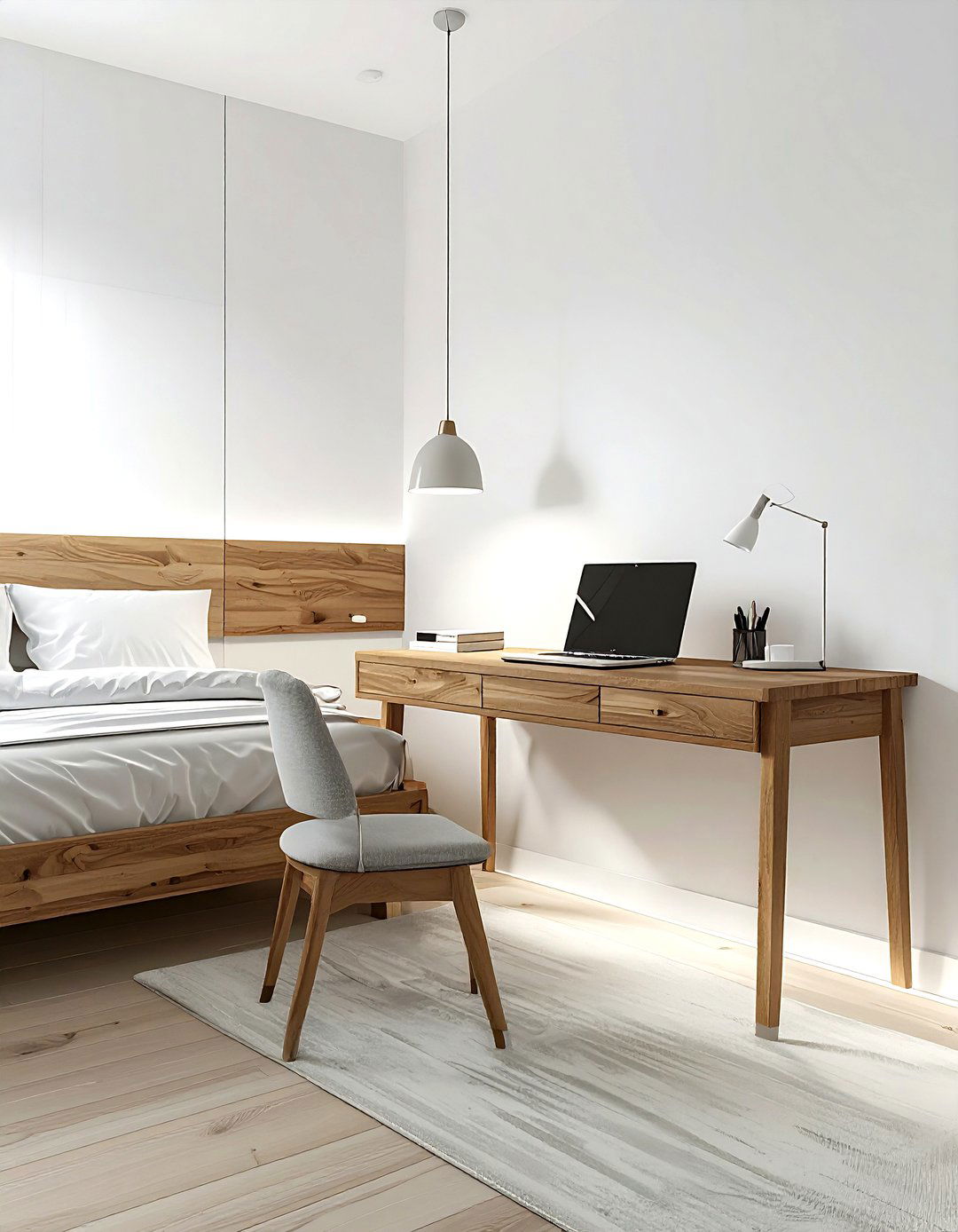 Desk at foot of bed - 30 bedroom furniture placement