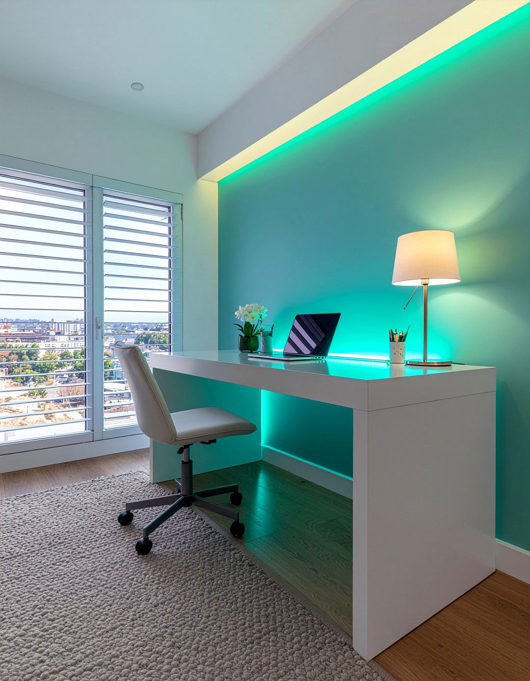 Desk led strip lighting - 30 bedroom led strip lights ideas