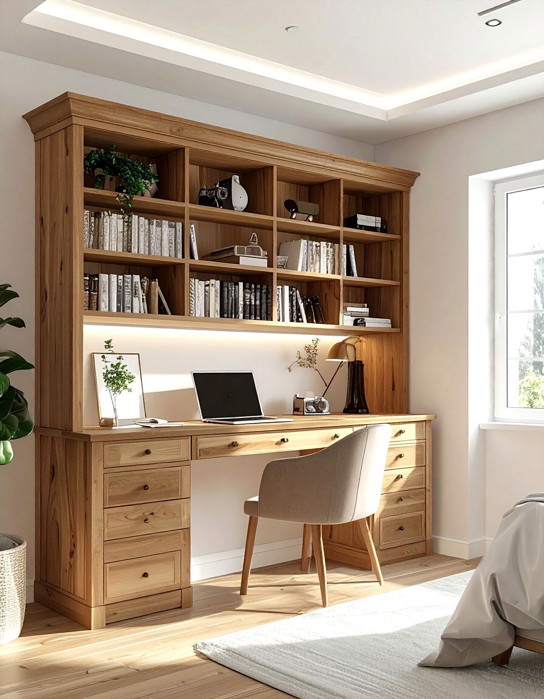 Desk with hutch - 30 no drill bedroom ideas