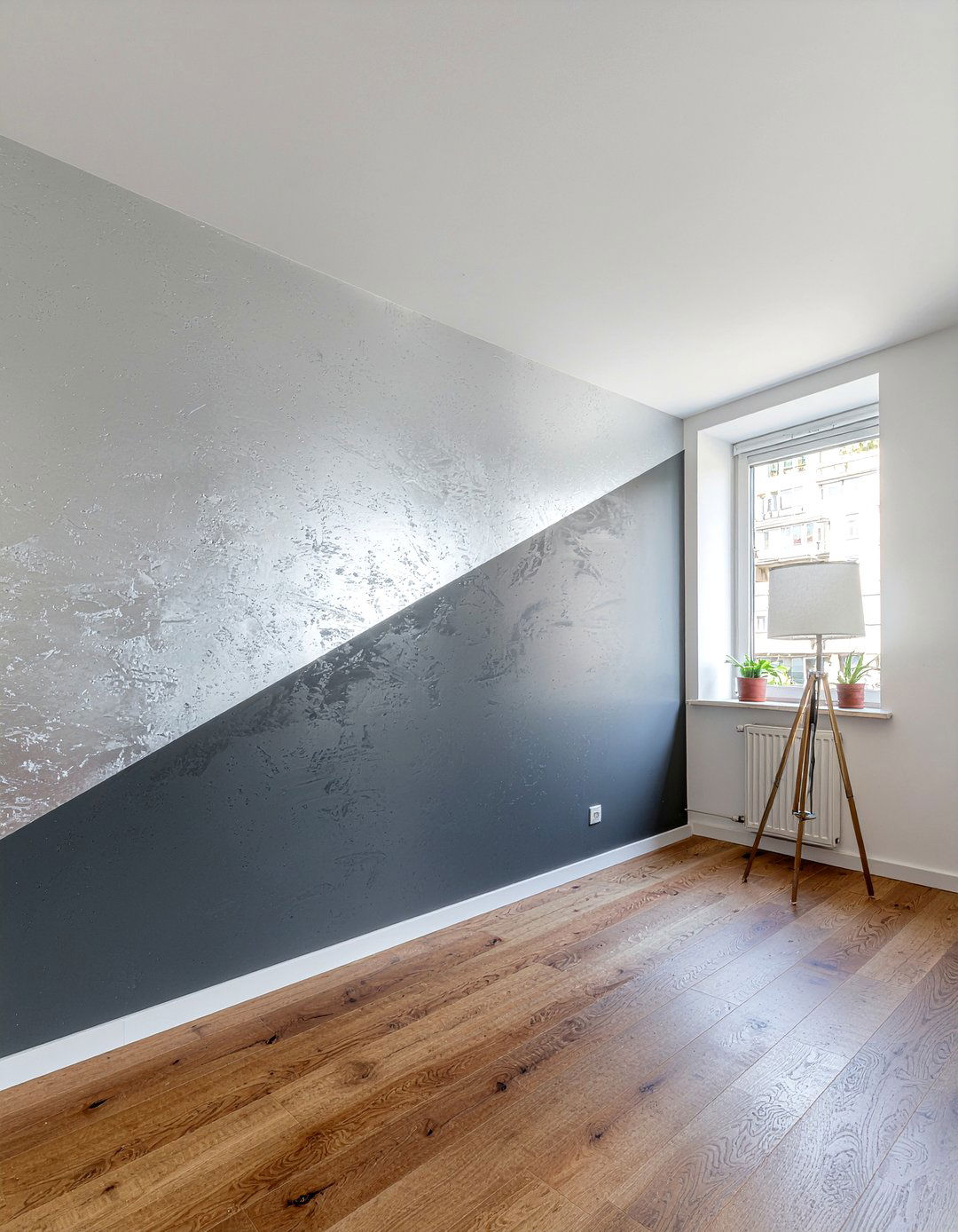 Diagonal wall paint - 30 living room color blocking ideas