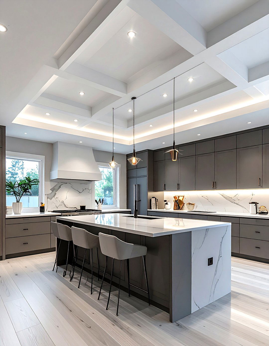 Diamond Pattern Coffered Ceiling - 30 kitchen coffered ceiling ideas