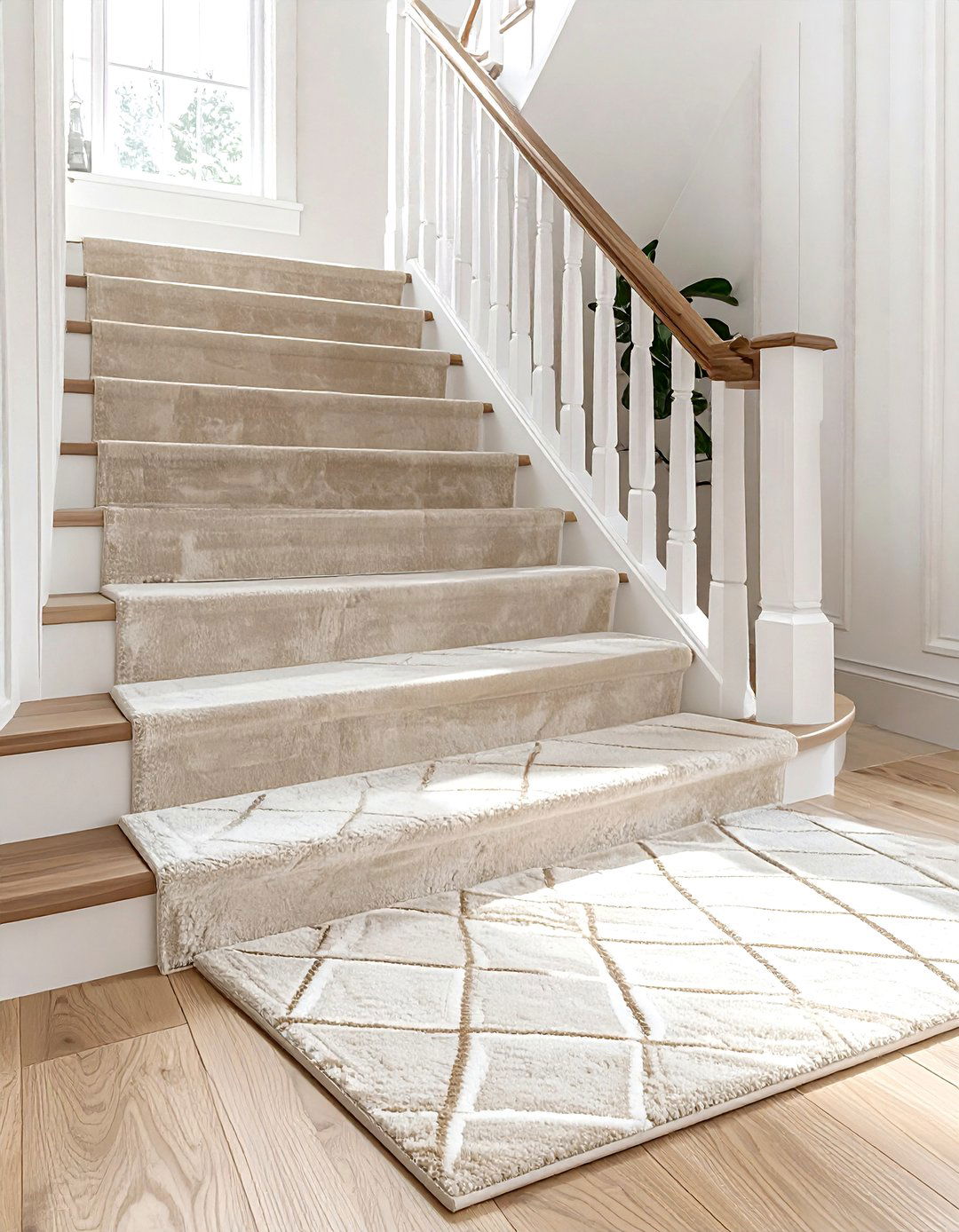 Diamond Pattern Stair Runner - 30 stair runner ideas