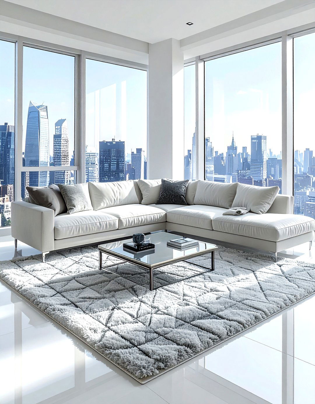 Diamond Print Shag Rug Apartment - 30 shag rug ideas