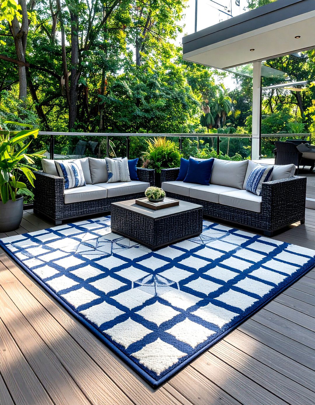 Diamond pattern outdoor rug - 30 outdoor rug ideas