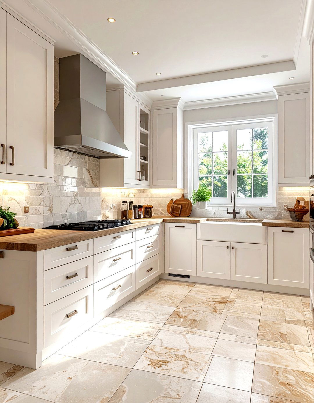 Dijon limestone kitchen tiles - 30 limestone floor kitchen ideas