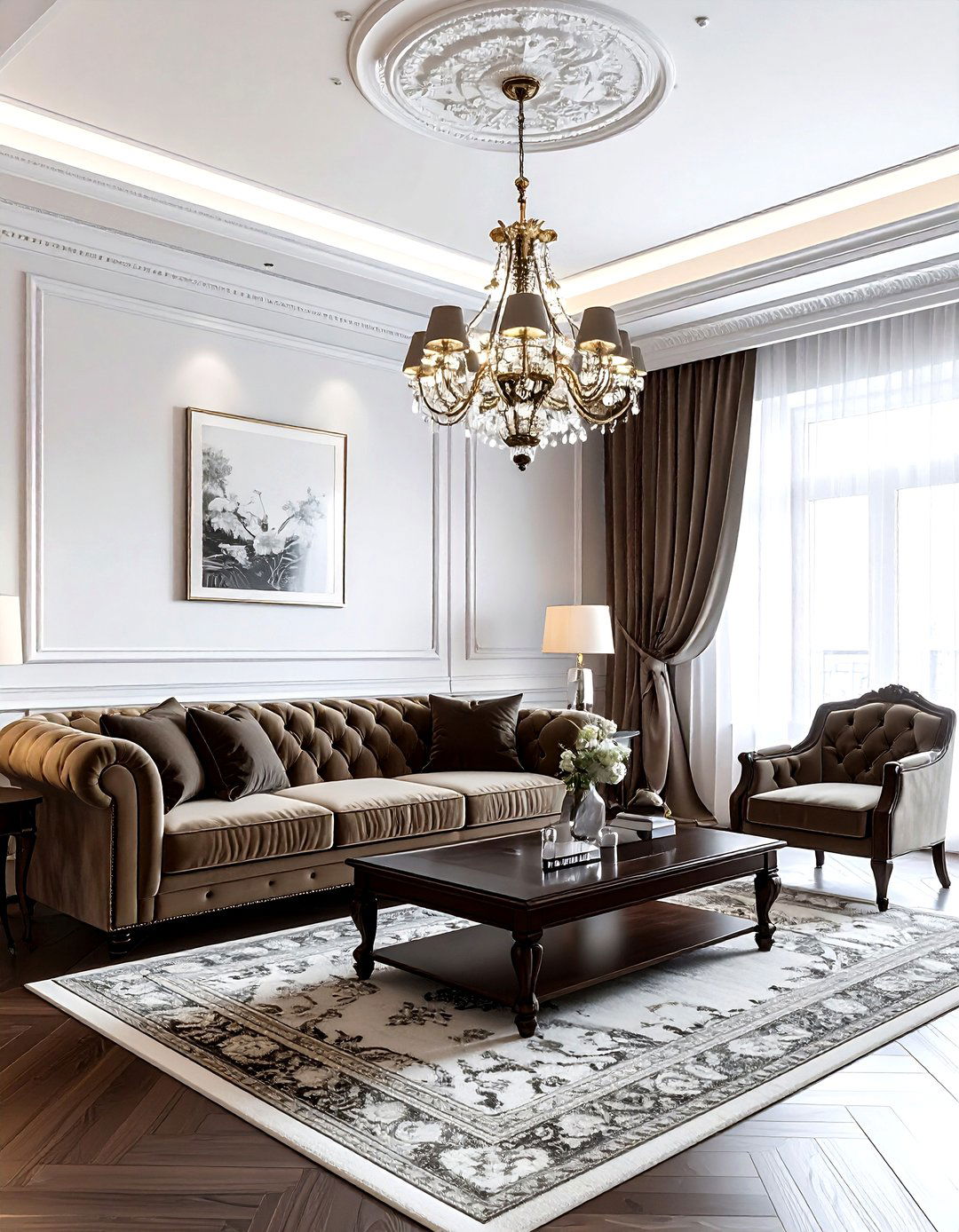 Dimmable Chandelier - 30 living room ambient lighting ideas