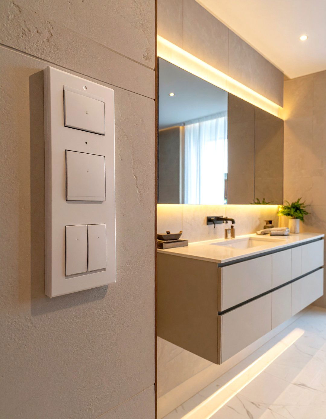 Dimmable light switches - 30 calming bathroom ideas