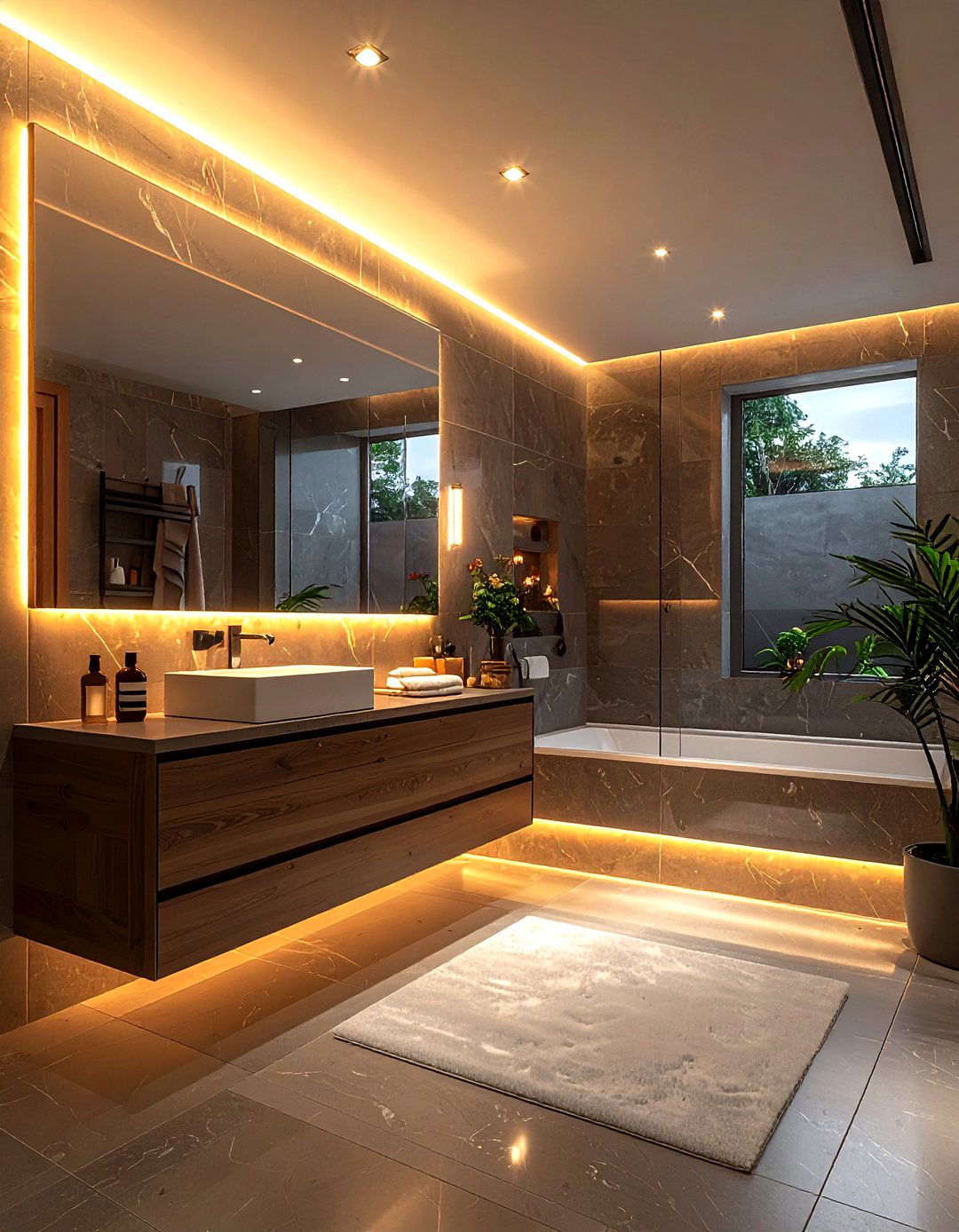 Dimmable mood lighting - 30 spa bathroom ideas