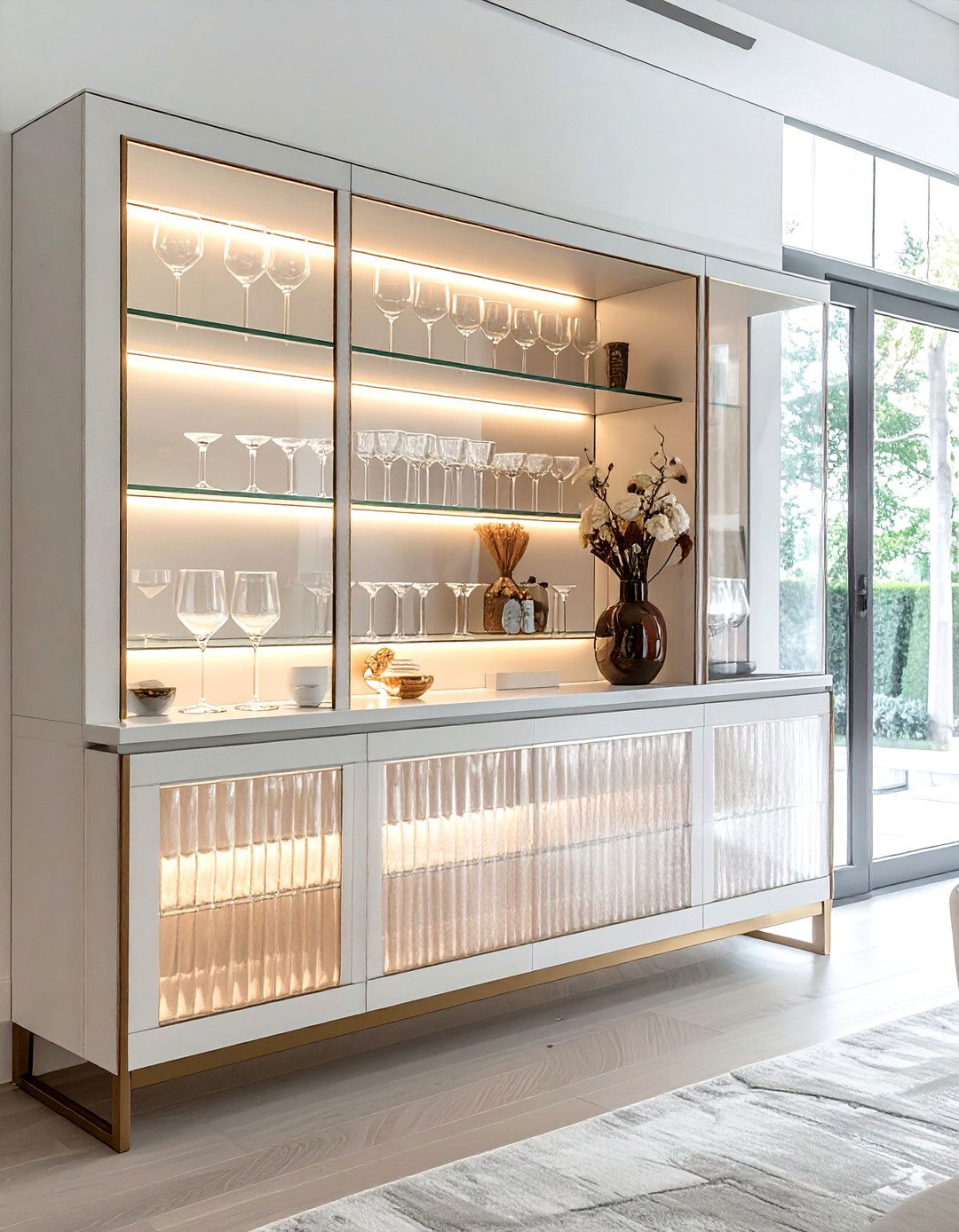 Dining room buffet with glass doors - 30 dining room built-in buffet ideas