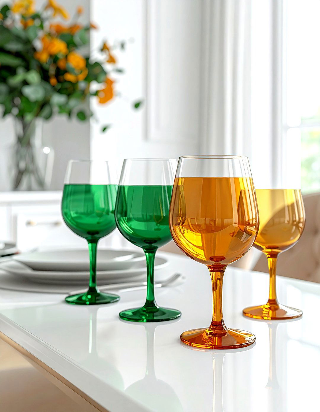 Dining room colored glassware - 30 dining room finishing touches ideas
