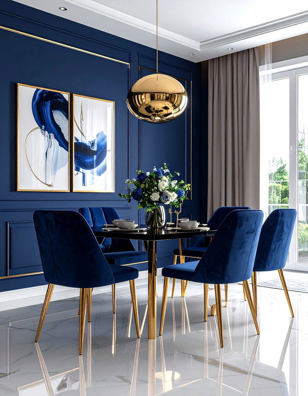 Dining room metallic accents - 30 dining room finishing touches ideas