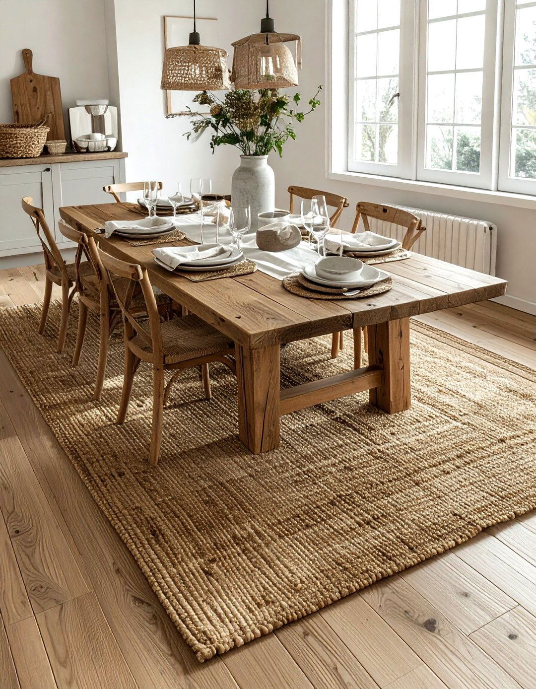 Dining room rug size - 30 dining room design tips