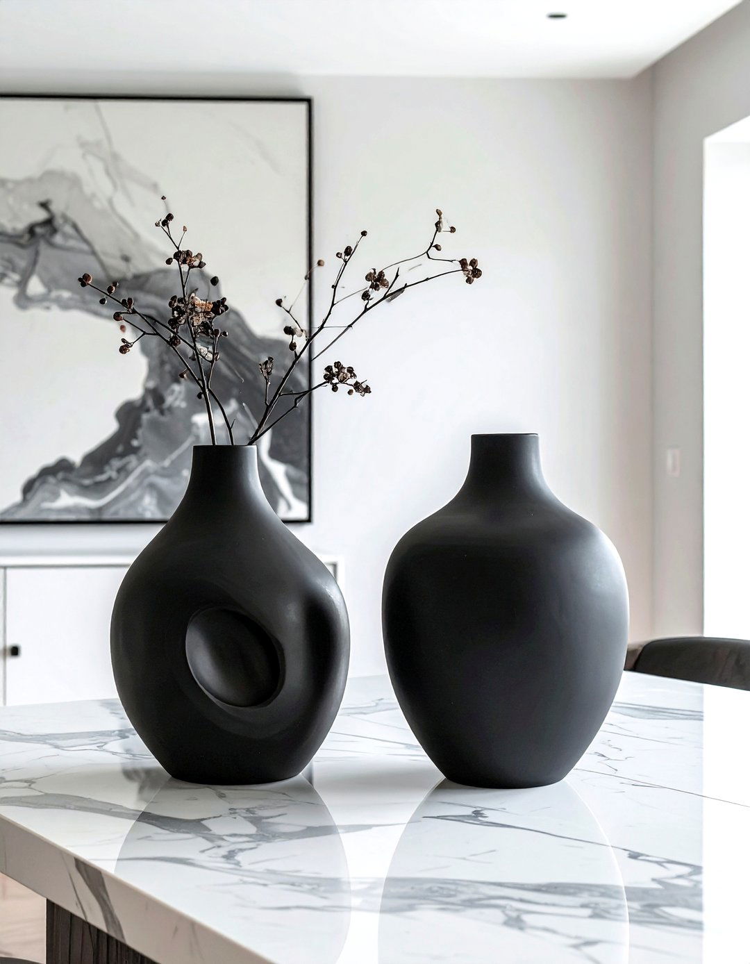 Dining room sculptural vases - 30 dining room finishing touches ideas