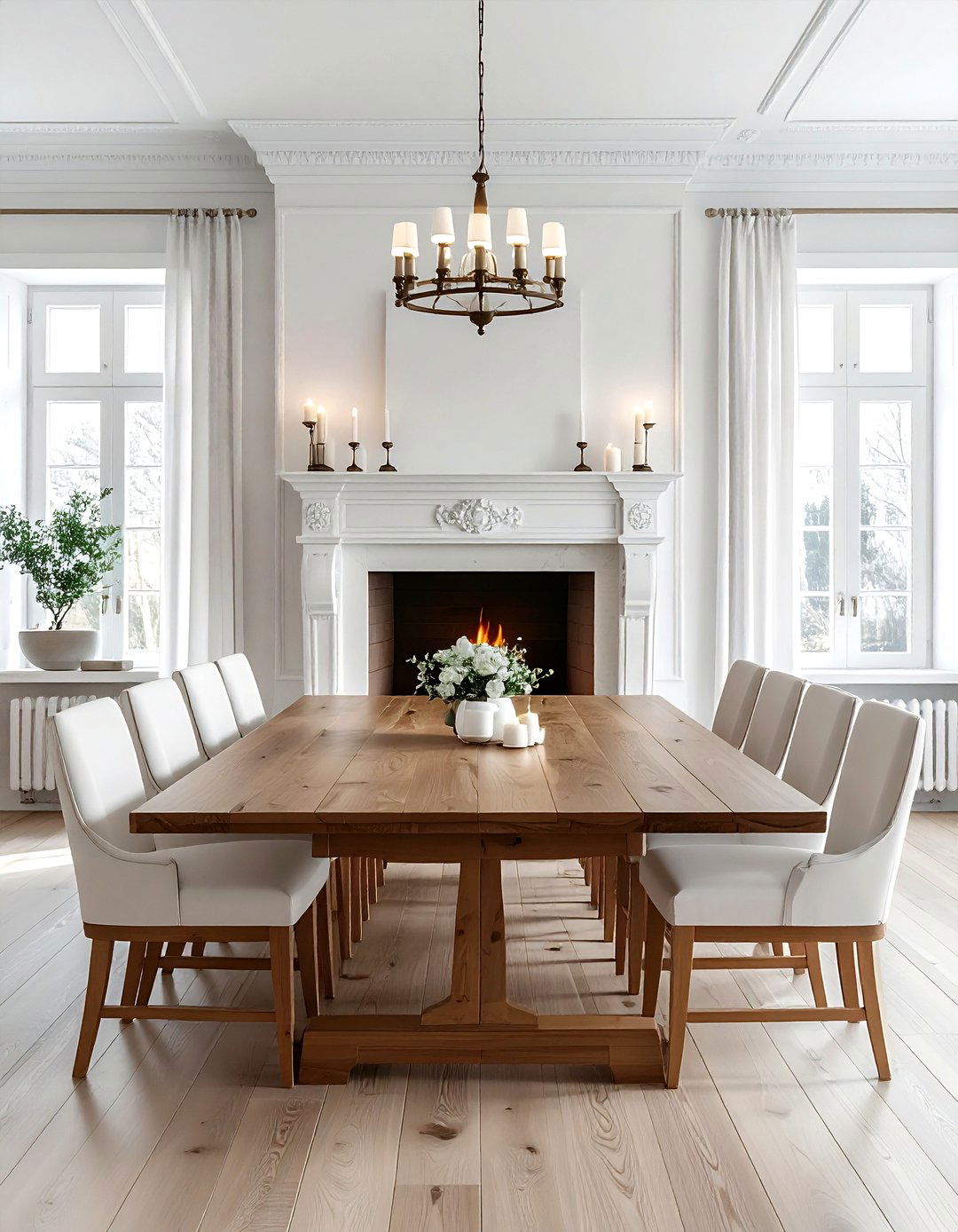 Dining room with fireplace focal point - 30 dining room arrangement ideas