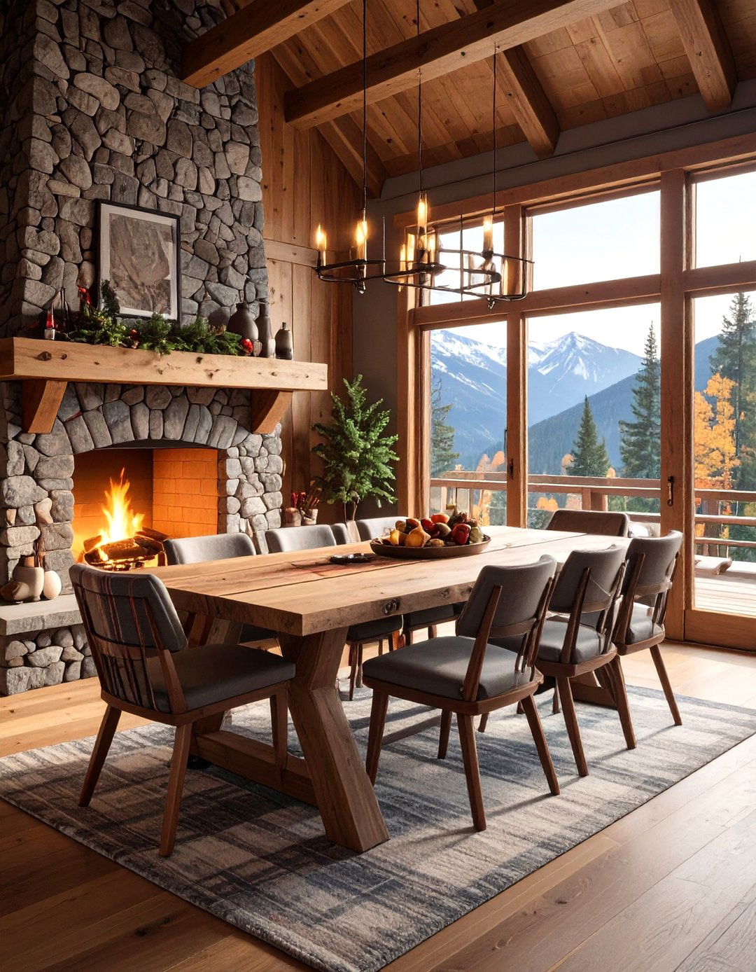 Dining room with fireplace - 30 dining room family gathering ideas