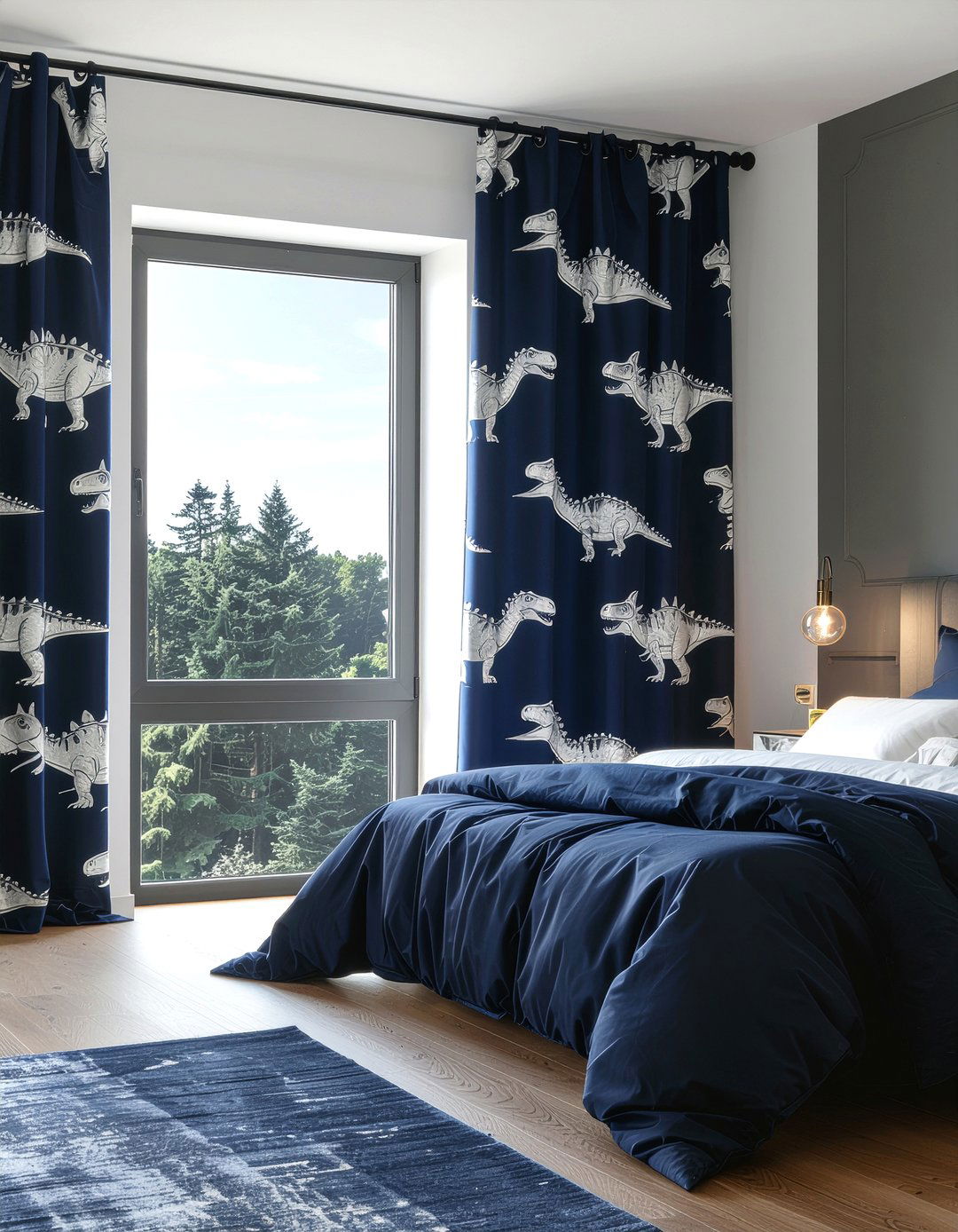Dinosaur Pattern Blackout Curtains - 30 dinosaur bedroom ideas
