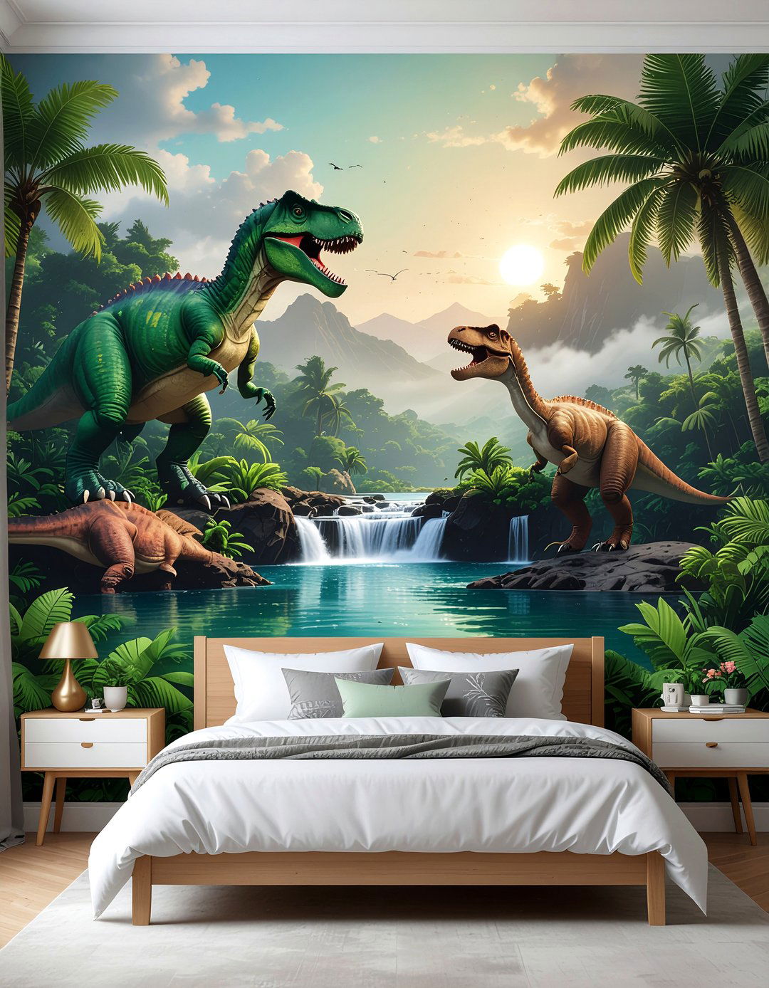 Dinosaur Wall Mural - 30 dinosaur bedroom ideas