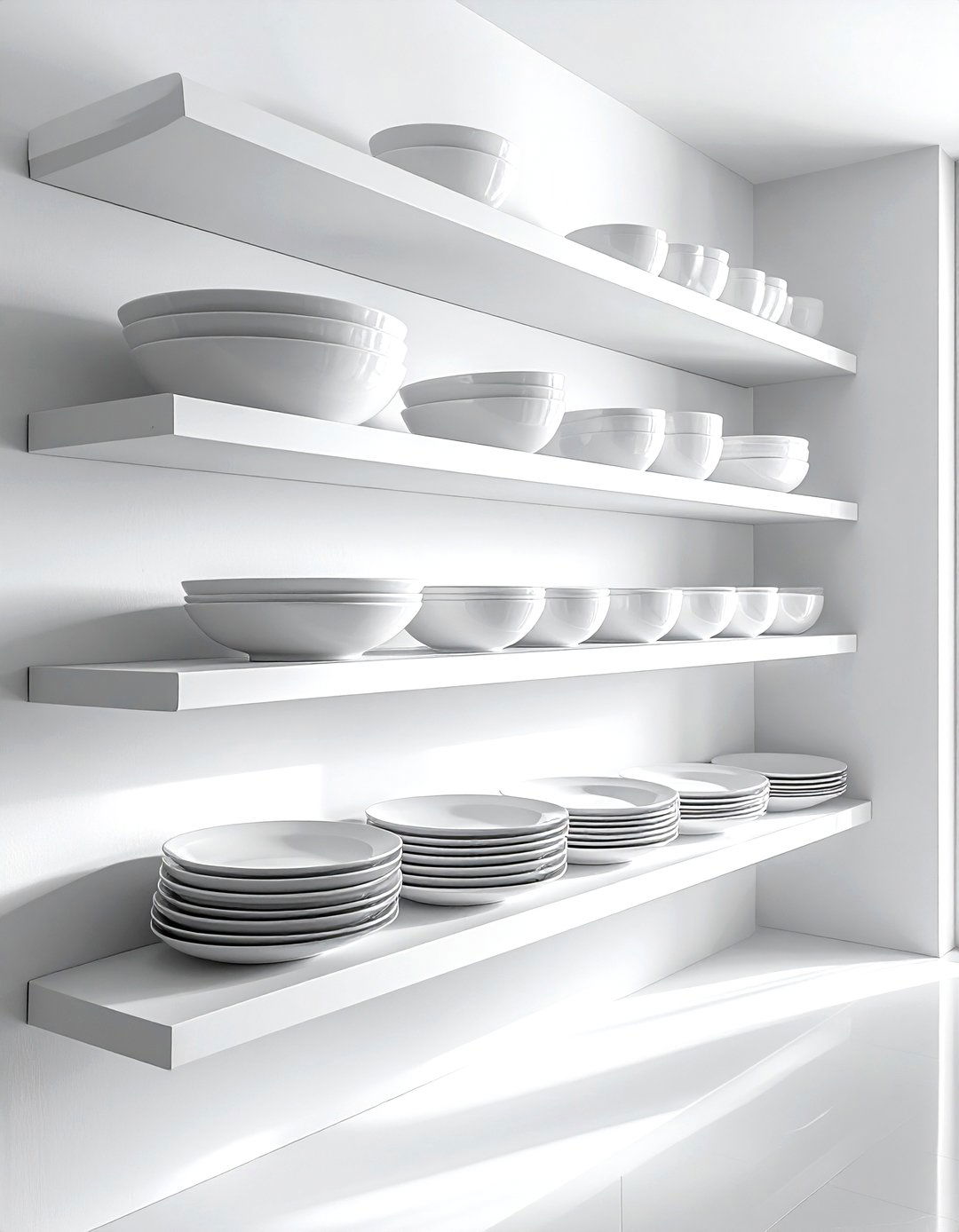 Dish Storage Floating Shelves - 30 floating shelf kitchen ideas