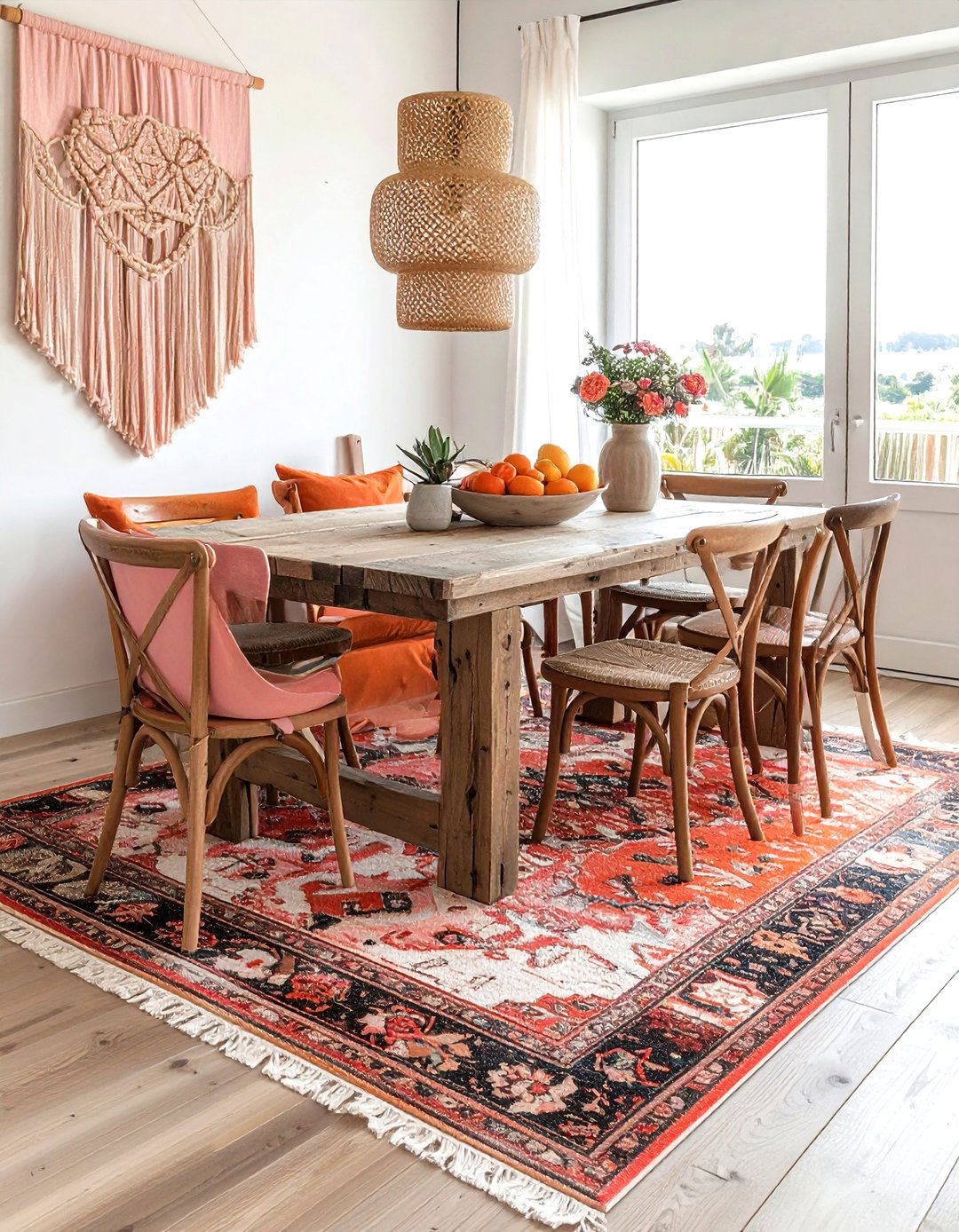 Distressed Bohemian Rug - 30 dining room area rug ideas