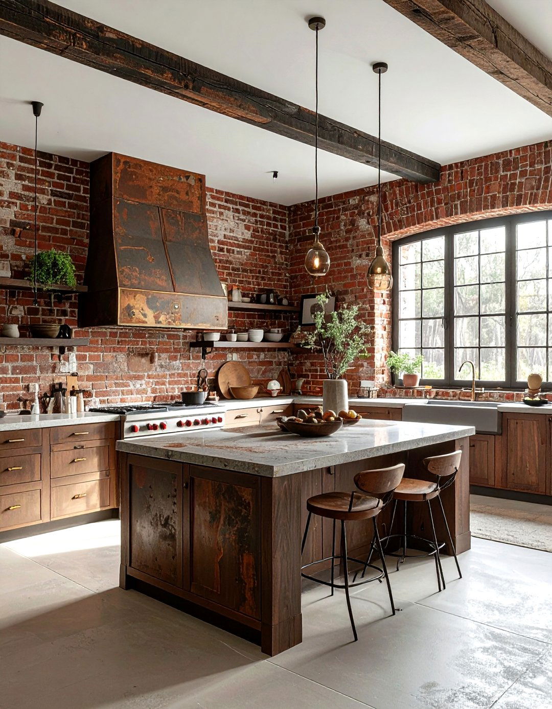 Distressed Brick Kitchen - 30 brick kitchen ideas