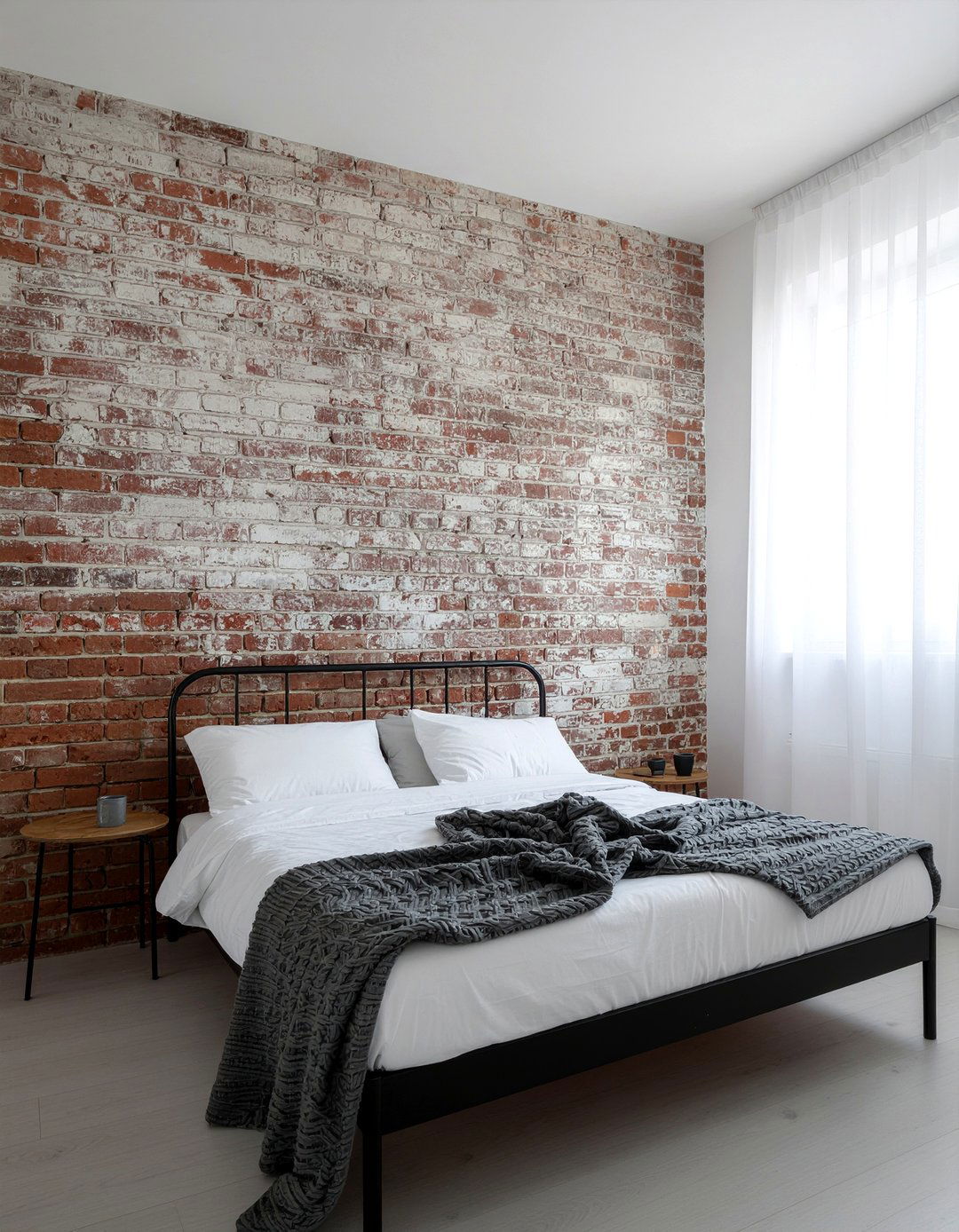 Distressed Brick Wall - 30 bedroom brick wall ideas