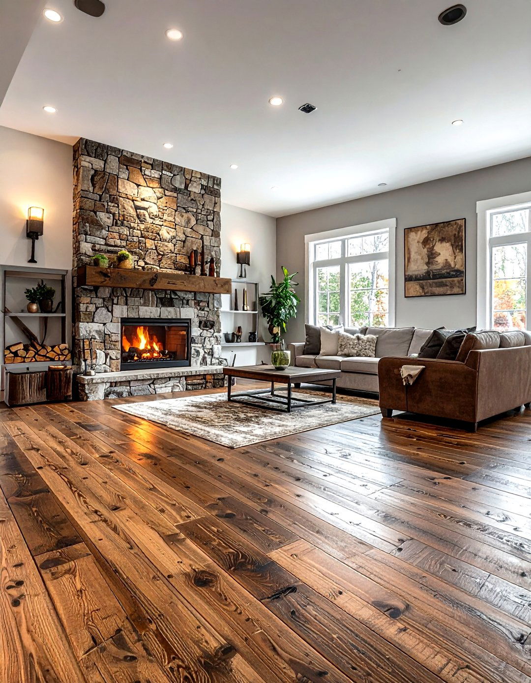 Distressed Hardwood - 30 living room flooring ideas