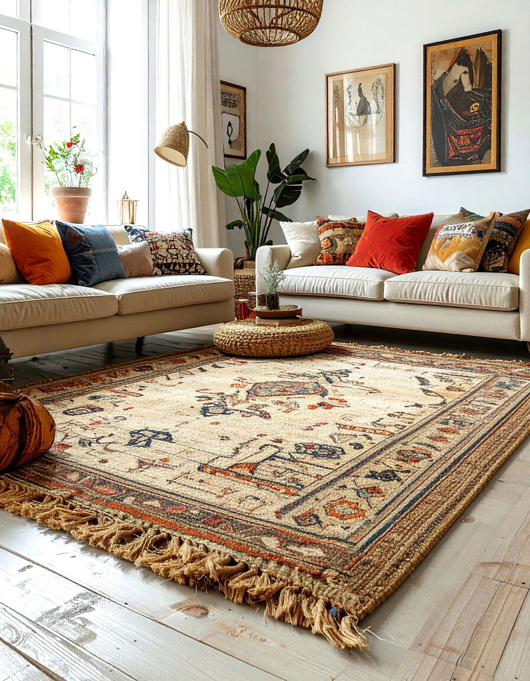 Distressed Jute Rug - 30 living room jute rugs