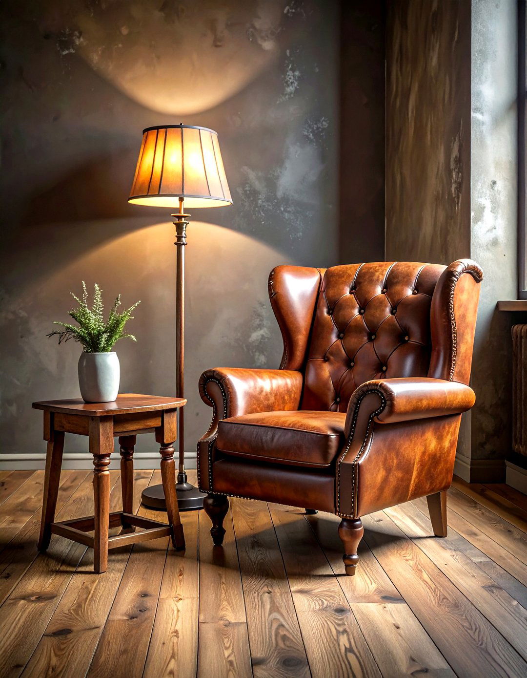 Distressed Leather Armchair - 30 living room Bohemian furniture ideas