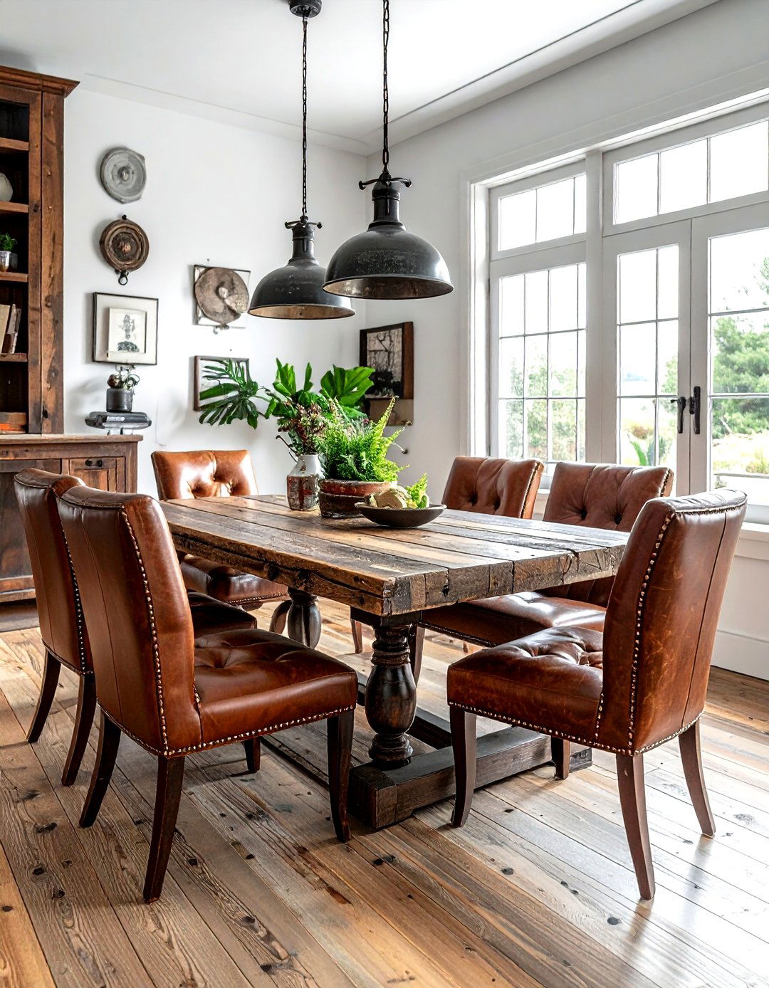 Distressed Leather Dining - 30 leather dining room ideas