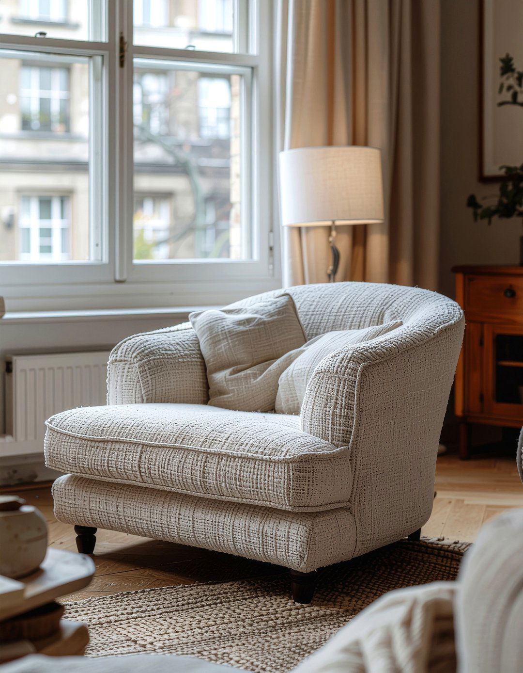 Distressed Linen Upholstery - 30 linen living room ideas