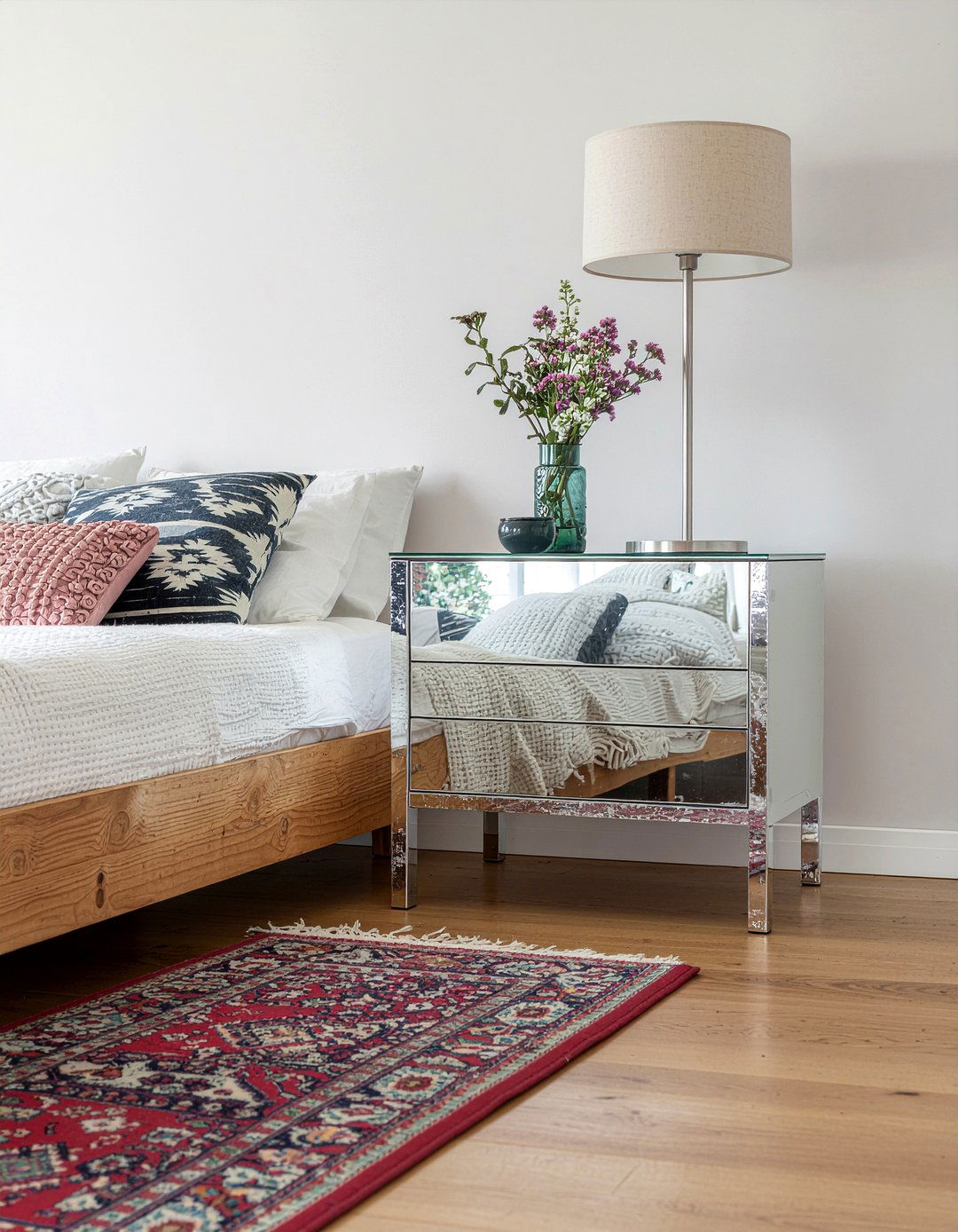 Distressed Mirrored Nightstand - 30 bedroom mirrored nightstands