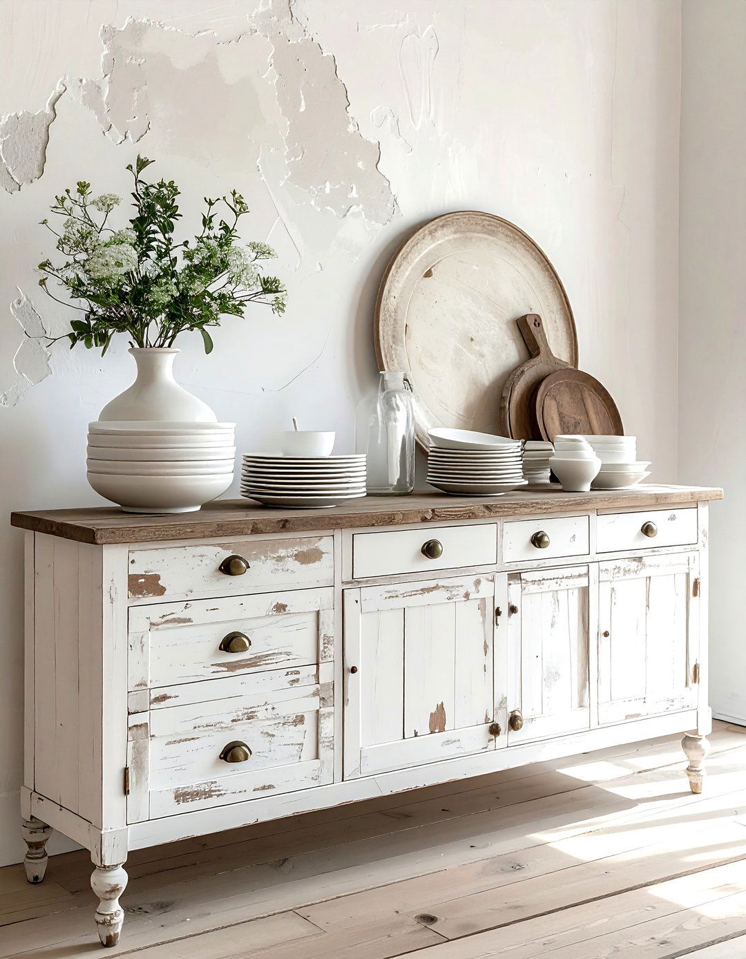 Distressed Sideboard Buffet - 30 Provencal dining room ideas