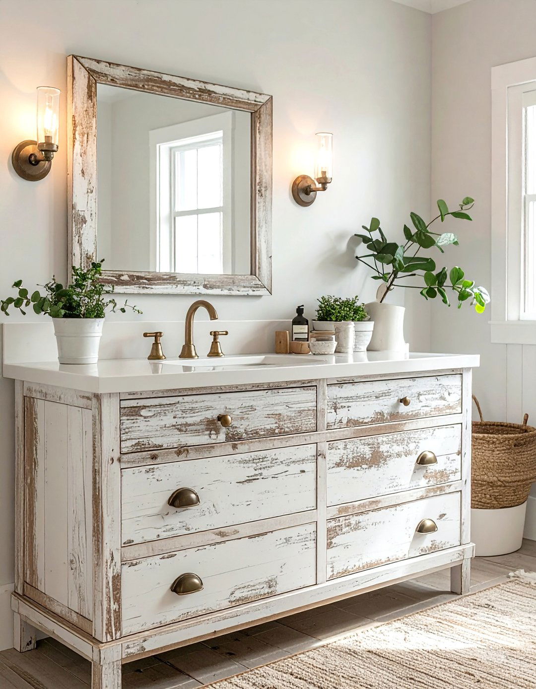 Distressed Wood Bathroom Cabinet - 30 rustic bathroom ideas