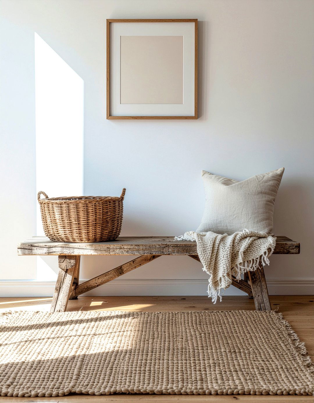 Distressed Wood Bench - 30 living room eclectic furniture ideas